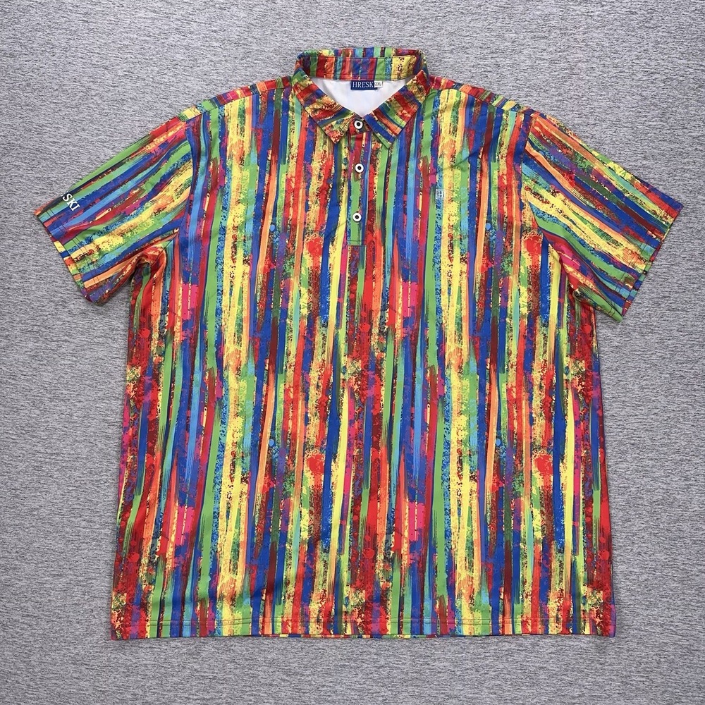 Hreski Polo Shirt Mens Size 2XL Colorful Loud Performance Stretch Golf Sports - Picture 2 of 7